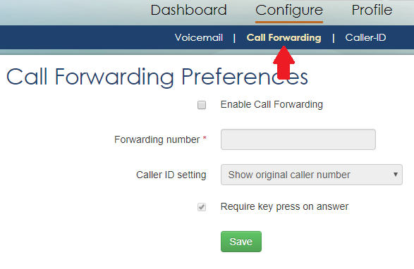 configure tab call forwarding