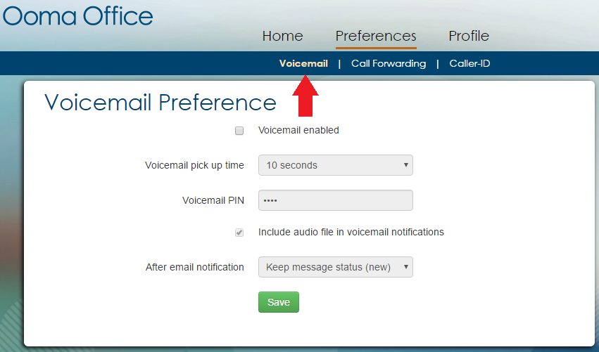 voicemail preferences