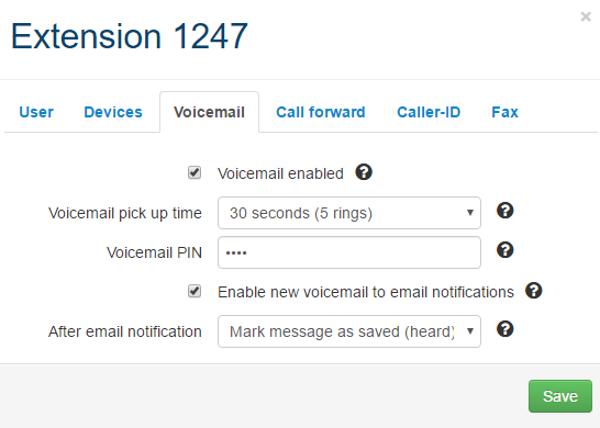 voicemail tab